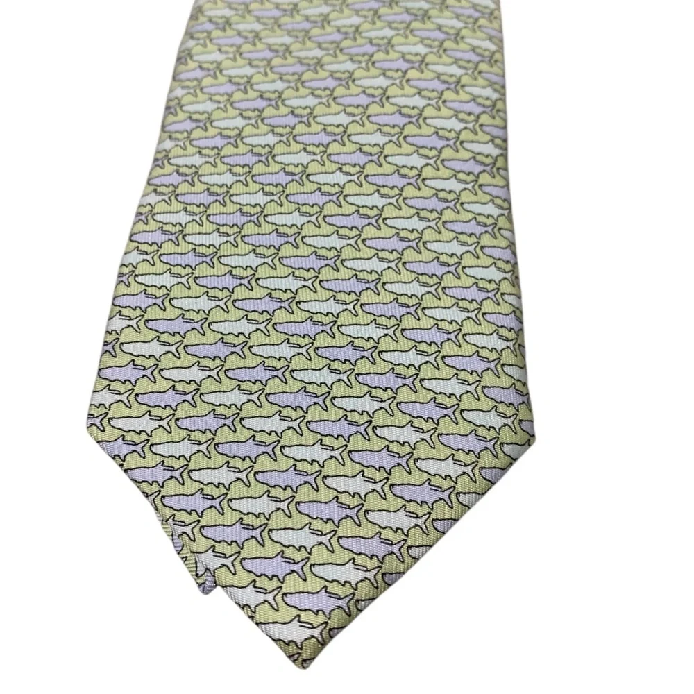 Vineyard Vines Classic Blue Fish Silk Tie